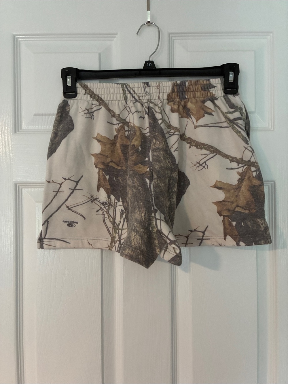 Tribe Kelley Women's Camo Shorts in White and Tan - Picture 3 of 4